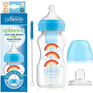Dr. Brown Dr. Brown's - Options + Bottle to Sippy starterkit BH - 270ml - Blauw