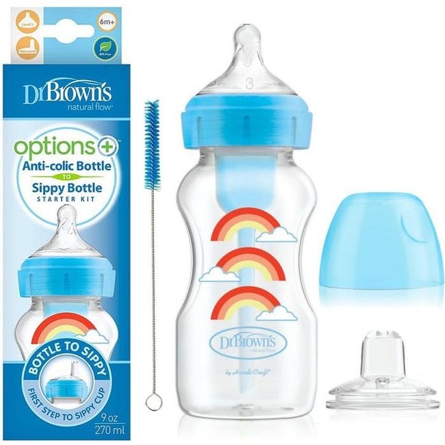 Dr. Brown's Dr. Brown's - Options + Bottle to Sippy starterkit BH - 270ml - Blauw