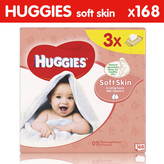 Huggies - Soft Skin Billendoekjes - 3 x 56 = 168 babydoekjes