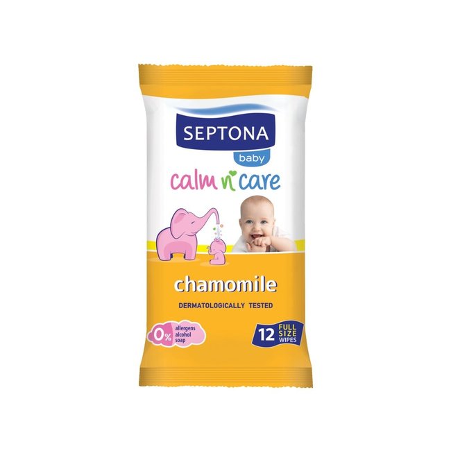 Septona Baby - Calm & Care - Kamille Billendoekjes - 0% Alcohol & Zeep - 12 stuks