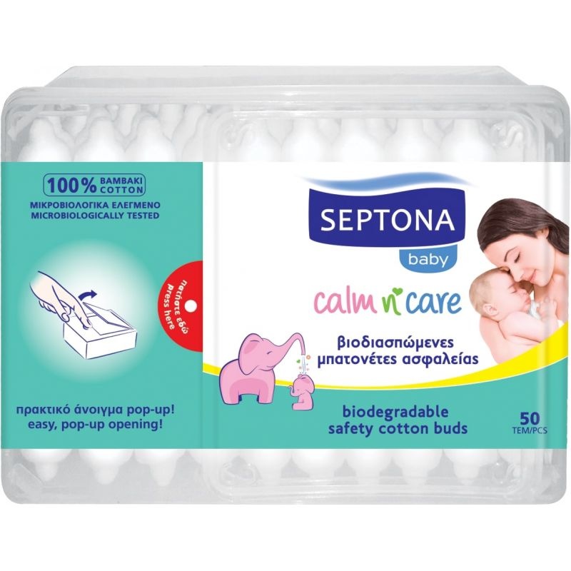Septona - Baby Wattenstaafjes - 100% katoen & Biologisch - 50 stuks