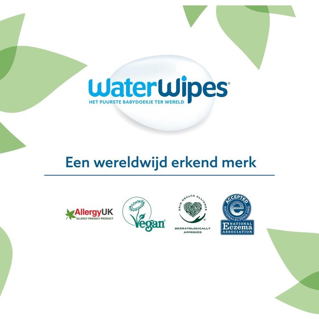 WaterWipes - Billendoekjes - Gevoelige huid - 12 x 60 stuks - 99,9% Water - Plastic vrij