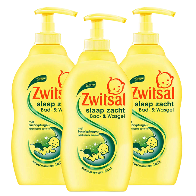 Zwitsal - Slaap Zacht - Bad & Wasgel - Eucalyptus - 3 x 400ml - Voordeelpack