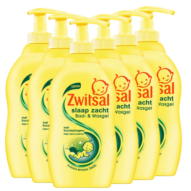 Zwitsal - Slaap Zacht - Bad & Wasgel - Eucalyptus - 6 x 400ml - Voordeelverpakking