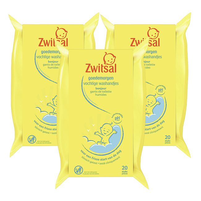 Zwitsal - Baby Washandjes Goedemorgen - 3 x 20st - Voordeelpack