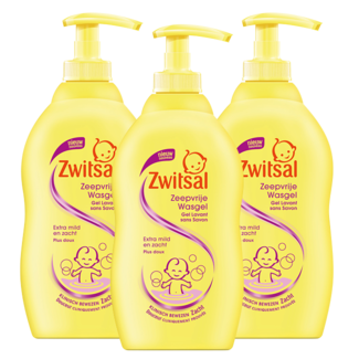 Zwitsal Zwitsal - Zeepvrije Wasgel - 3 x 400ml - Voordeelpack