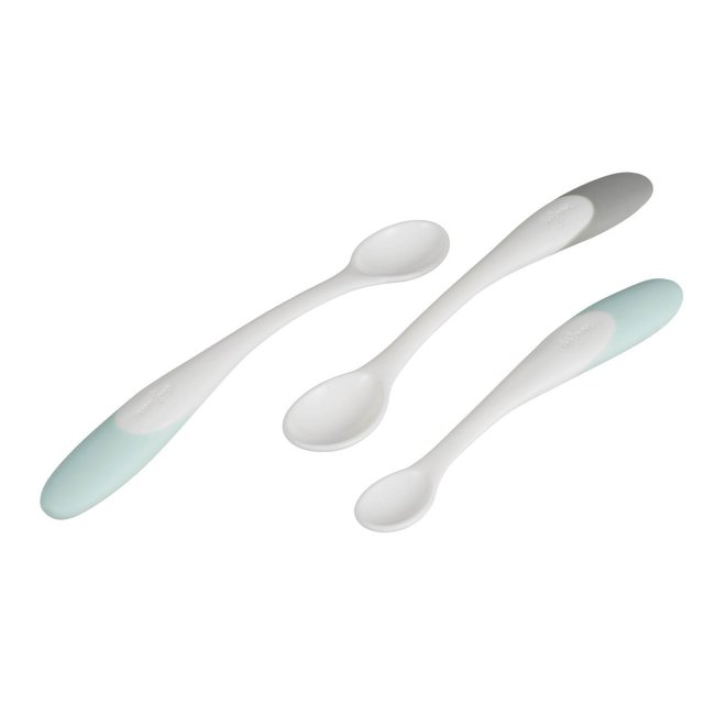 Difrax - Babyvoeding Lepels - Set van 3 Mint/Grijs - 3+ maanden