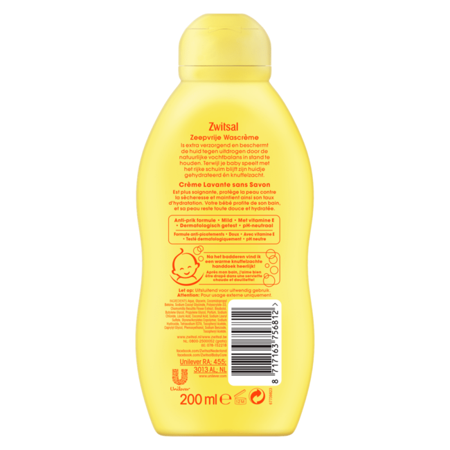 Zwitsal - Zeepvrije Wascreme - 6 x 200ml - Voordeelverpakking