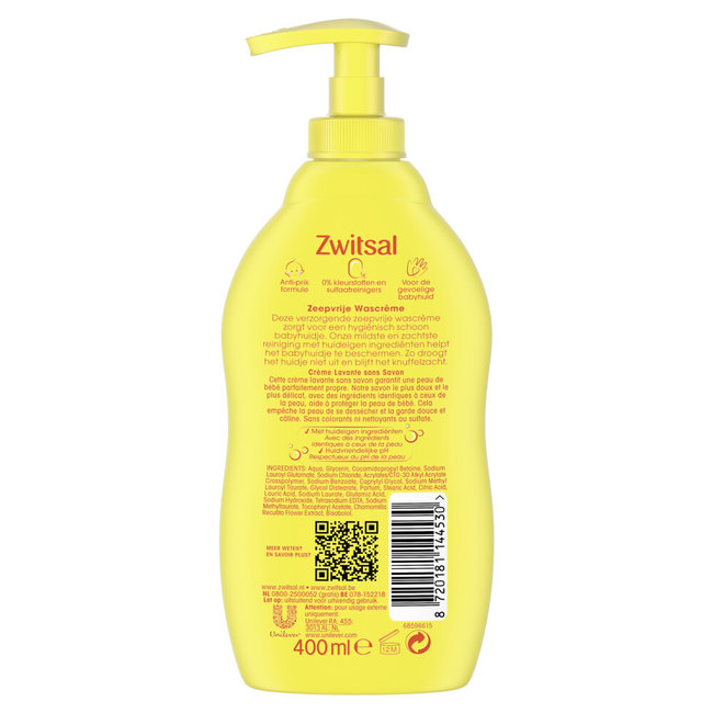 Zwitsal - Zeepvrije Wascreme - 3 x 400ml - Voordeelpack