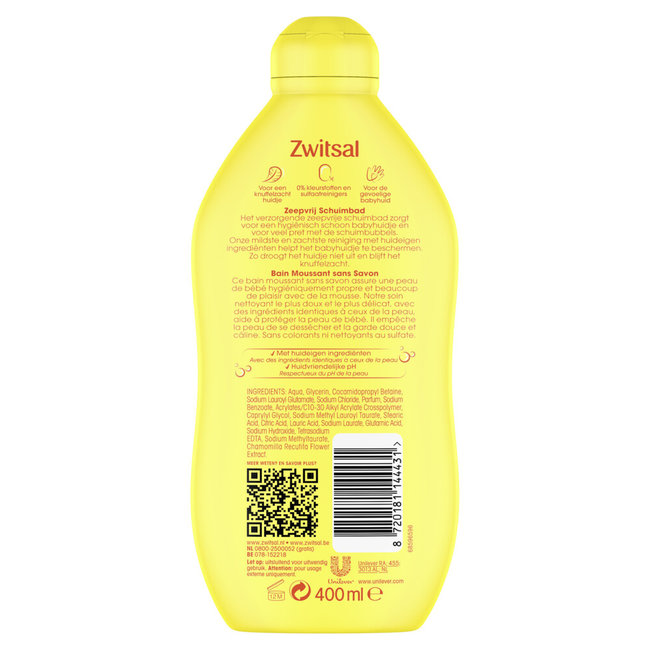 Zwitsal - Zeepvrij Schuimbad - 400 ml