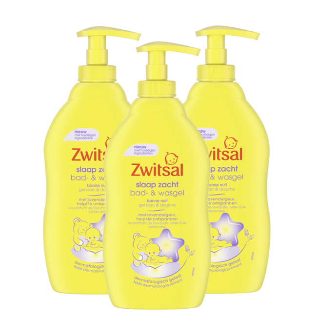Zwitsal - Slaap Zacht - Bad & Wasgel - Lavendel - 3 x 400ml - Voordeelpack
