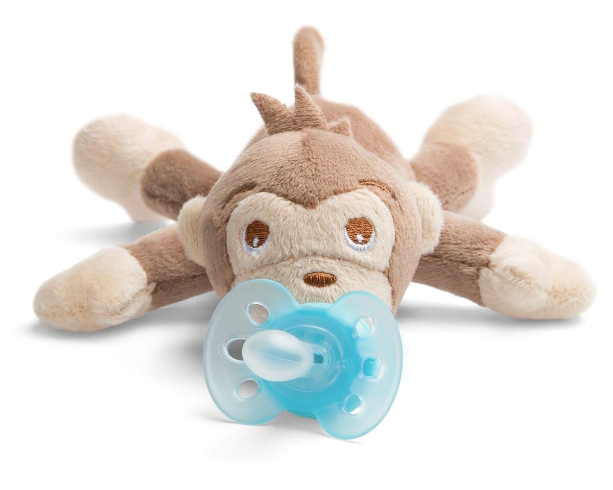 Philips Avent - Snuggle Knuffelspeen - Ultra Soft Aap - 0/6 maanden Blauw