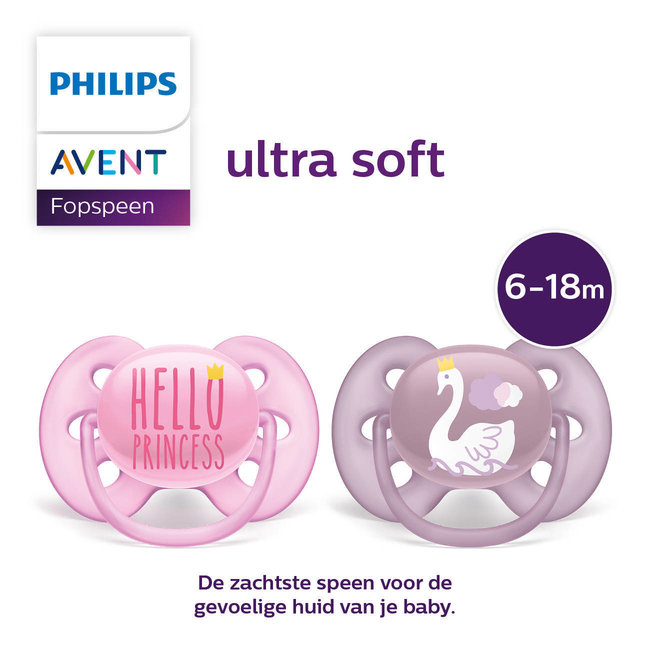 Philips Avent - Ultra Soft Fopspeen - 6/18 maanden - SCF223/02 - 2 stuks