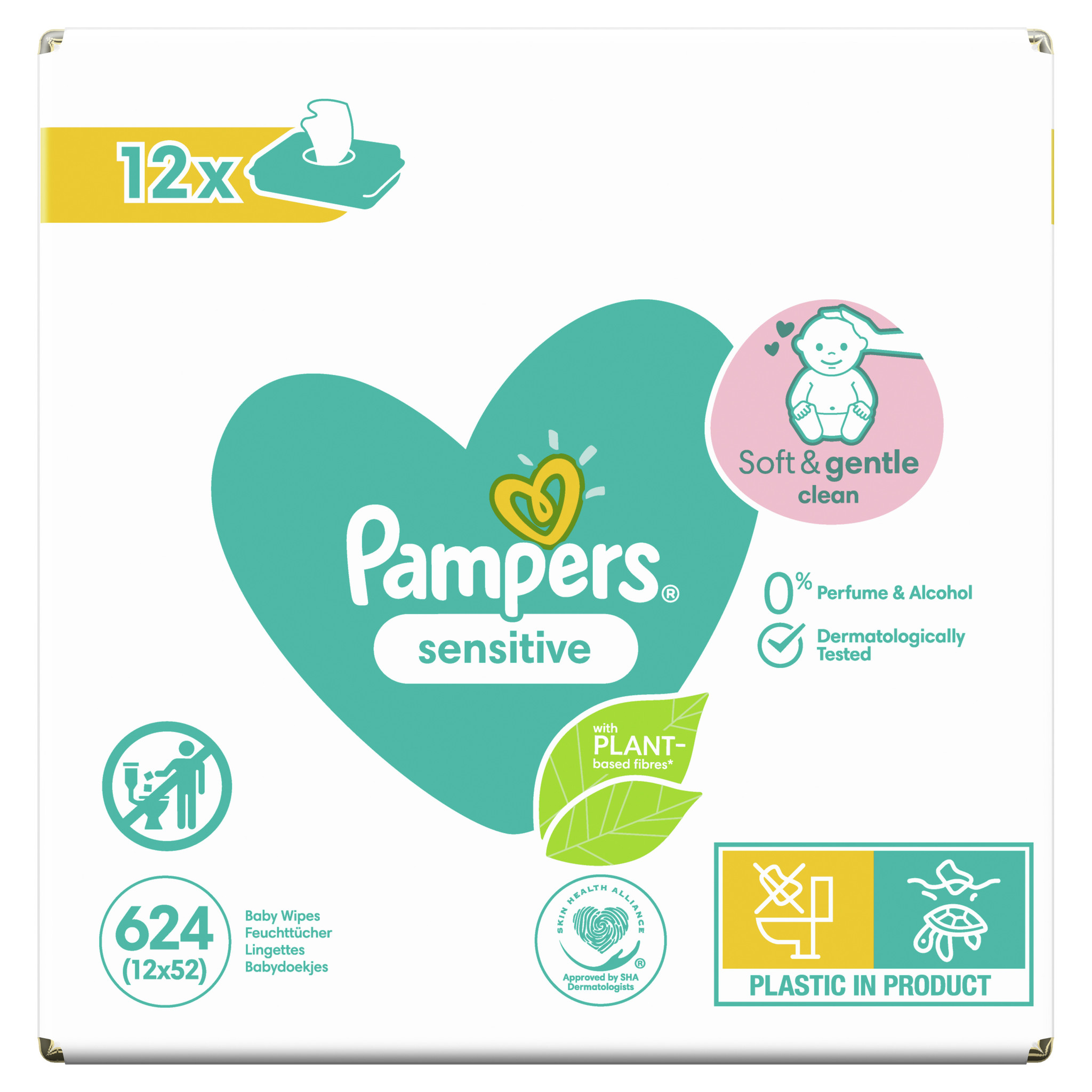 Pampers sensitive Babydoekjes 12 Verpakkingen = 624 Doekjes