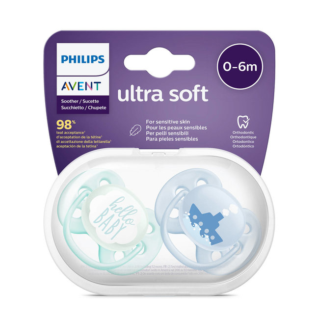 Philips Avent Philips Avent - Ultra Soft Fopspeen - 0/6 mnd - Blauw - 2 stuks