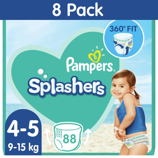 Pampers Pampers - Splashers - Wegwerpbare Zwemluiers - Maat 4/5 - 88 stuks