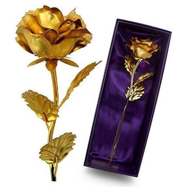 24K Gouden Roos - Incl. Certificaat + luxe houder + luxe bijpassende tas | Cadeautip