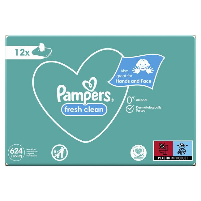 Pampers - Fresh Clean - Billendoekjes - 624 doekjes - 12 x 52