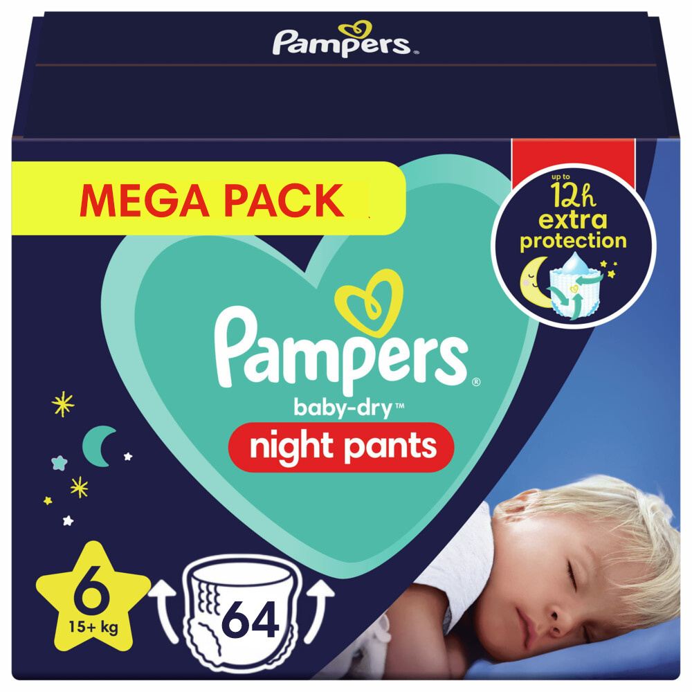 dat is alles Verstrooien ontwikkeling Pampers - Night Pants - Maat 6 - Mega Pack - 64 luierbroekjes -  Babydrogist.nl
