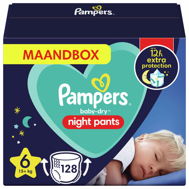 Pampers - Night Pants - Maat 6 - Maandbox - 128 luierbroekjes