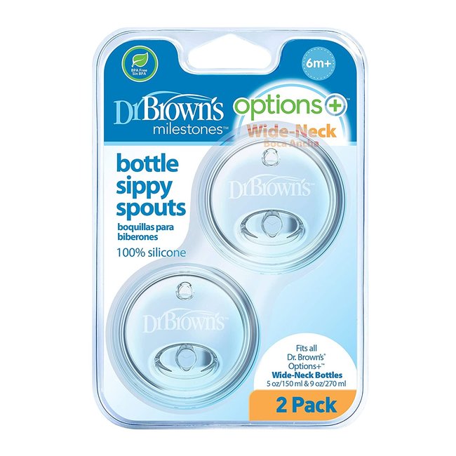 Dr. Brown Dr. Brown's - Options+ - Anti Koliek - Sippy Spout - Voor Brede Halsfles - 2 Stuks