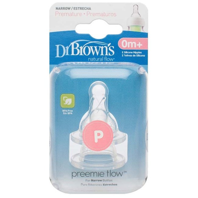 Dr. Brown Dr. Browns - Flesspeen Natural Flow - Prematuurspeen - Standaard Halsfles - 2 stuks