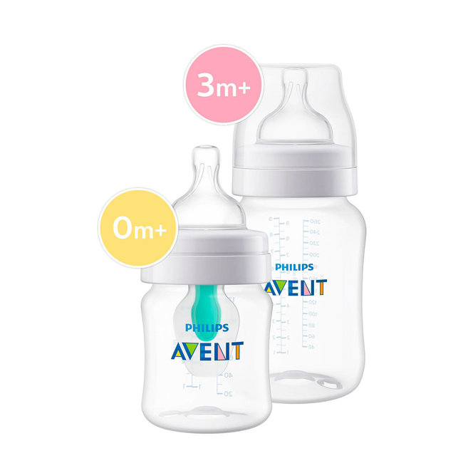 Philips Avent Philips Avent - Anti Colic Combi Babyfles - 2 stuks - 125ml + 260ml - met Airfree Ventiel - SCD809/01