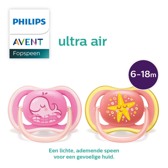 Philips Avent - Ultra Air - Fopspeen - 6/18 maanden - 2 stuks - SCF085/04