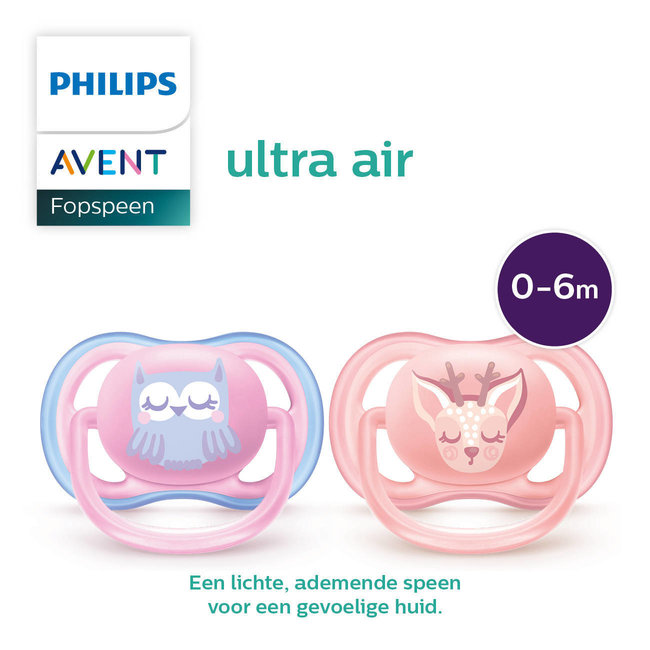 Philips Avent - Ultra Air - Fopspeen - 0/6 maanden - 2 stuks - SCF085/02
