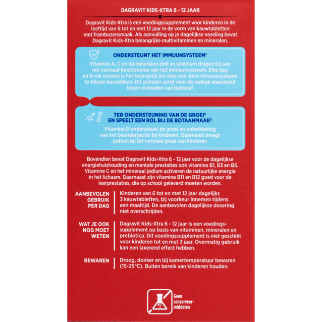 Dagravit - Kids-Extra Multivitaminen - Kauwtabletten - 6/12 jaar - 60 stuks