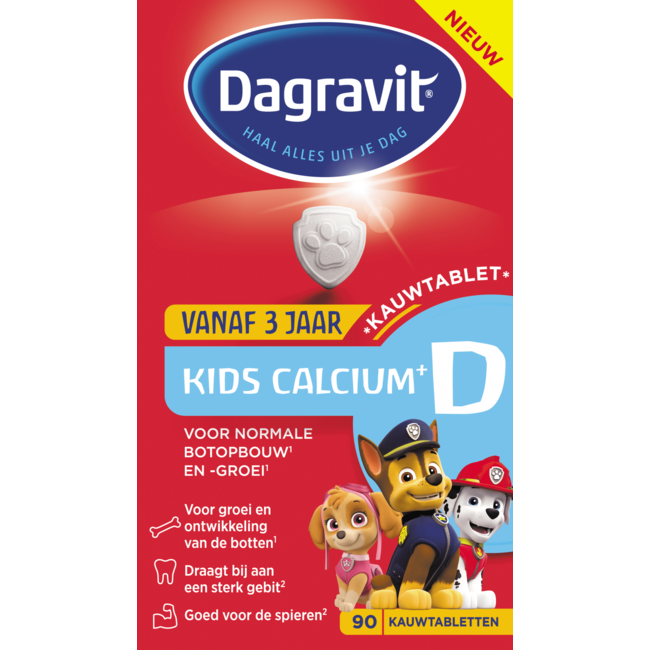 Dagravit - Kids Calcium+ D - Kauwtabletten - 3+ jaar - 90 stuks