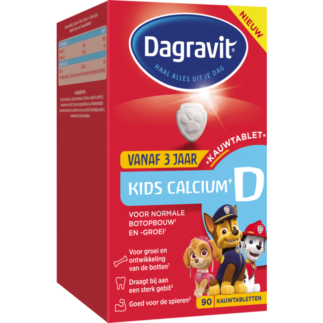 Dagravit - Kids Calcium+ D - Kauwtabletten - 3+ jaar - 90 stuks