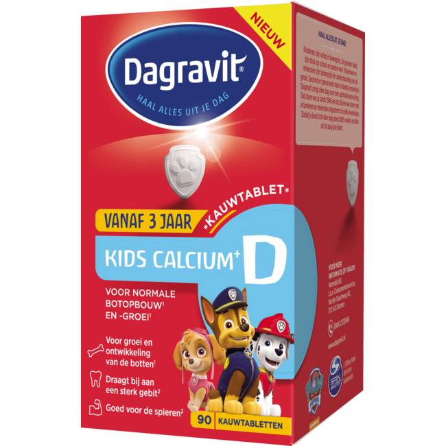 Dagravit - Kids Calcium+ D - Kauwtabletten - 3+ jaar - 90 stuks