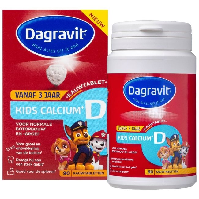 Dagravit - Kids Calcium+ D - Kauwtabletten - 3+ jaar - 90 stuks