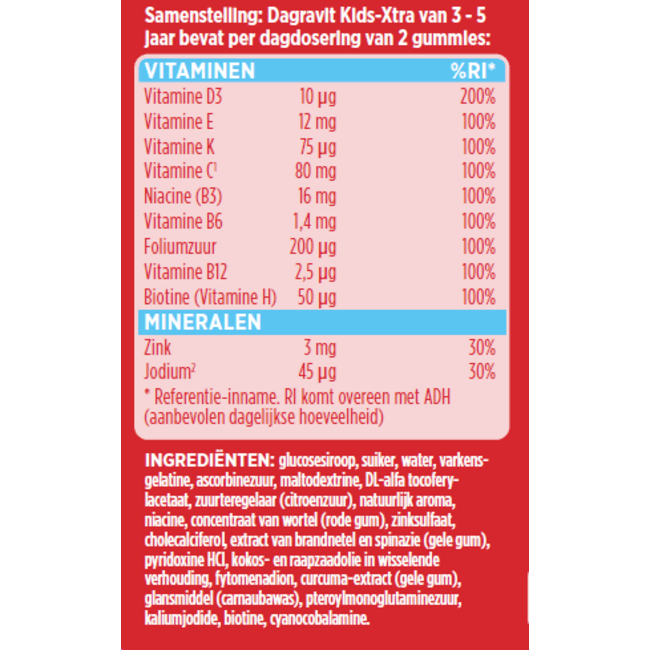 Dagravit - Kids Extra Multivitaminen - Gummies - 3/5 jaar - 60 stuks
