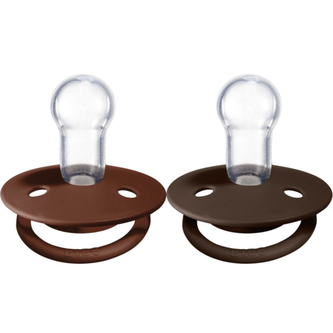 BiBS - De Lux Pacifier - One Size Fopspeen - 2 stuks - Rust / Mocha