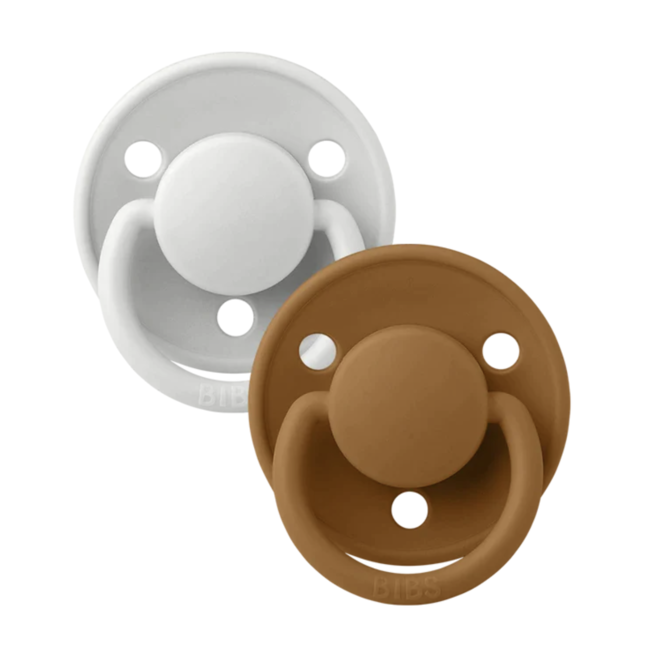 BiBS - De Lux Pacifier - One Size Fopspeen - 2 stuks - Haze / Caramel