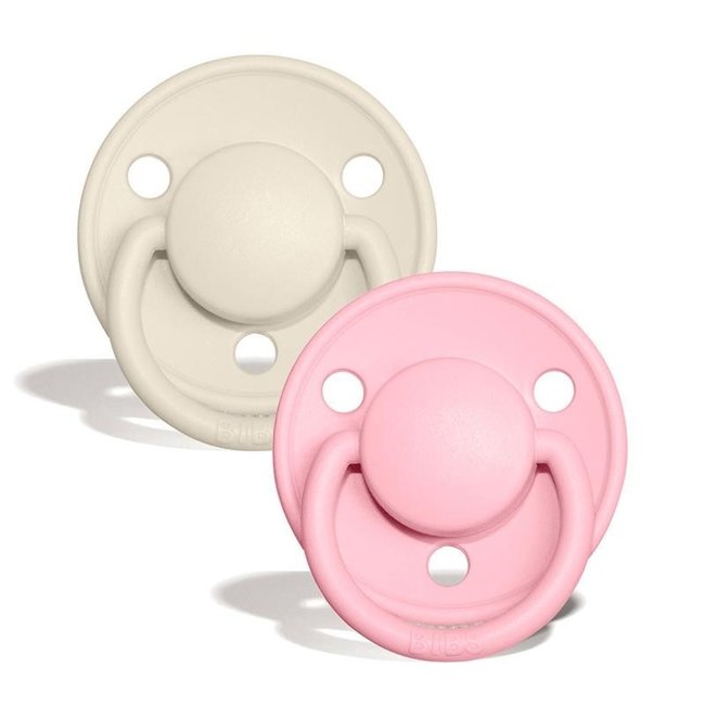 BiBS - De Lux Pacifier - One Size Fopspeen - 2 stuks - Ivory / Baby Pink