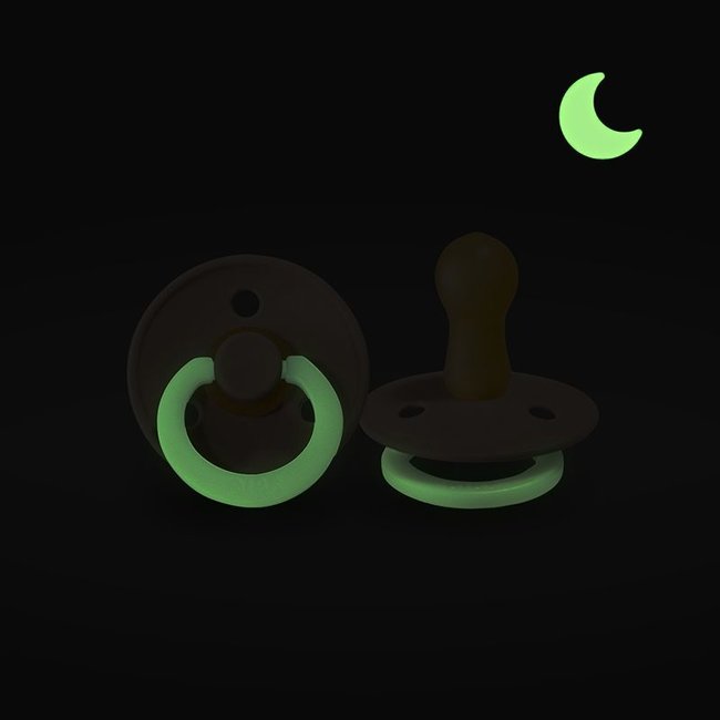 BiBS - Colour Pacifier Glow in the Dark - Stage 1 Fopspeen - 0+ maanden - 2 stuks - Vanilla Night / Dark Oak Night