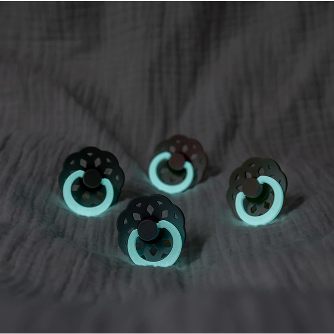 BiBS - Boheme Pacifier Glow in the Dark - Stage 1 Fopspeen - 2 stuks - Sage Glow / Cloud Glow