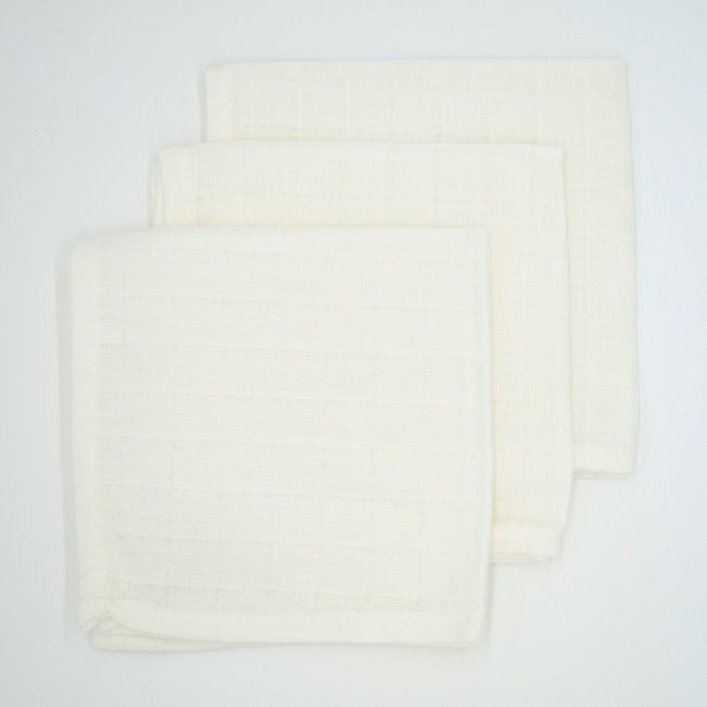 Hydrofiele Monddoekjes - Simple White - 30 x 30 cm - 3 stuks - 100% Biologisch Katoen