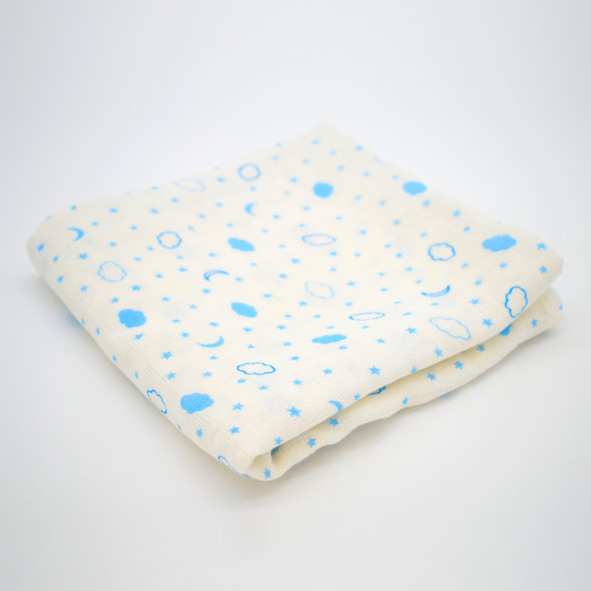 Hydrofiele Luierdoek - Cloud Star Blue - 70 x 70 cm - 1 stuk - 100% Biologisch Katoen