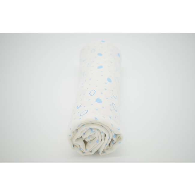 Hydrofiele Luierdoek - Cloud Star Blue - 110 x 110 cm - 1 stuk - 100% Biologisch Katoen