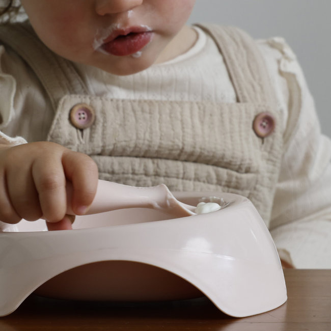 Difrax - Peuterkom en bestekset - Roze / Blossom 6+ maanden - Eetset