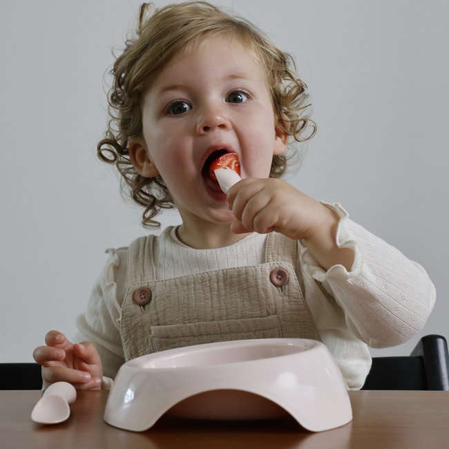 Difrax - Peuterkom en bestekset - Roze / Blossom 6+ maanden - Eetset