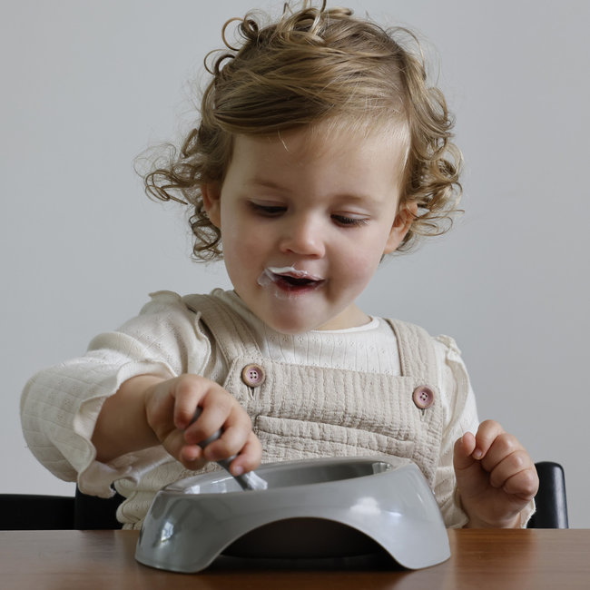 Difrax - Peuterkom en bestekset - Grijs / Clay 6+ maanden - Eetset