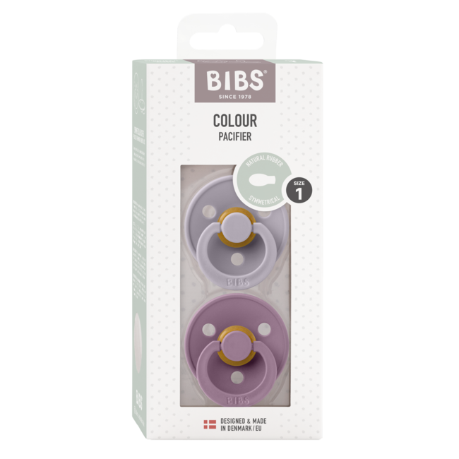 BIBS - Colour Fopspeen - Symmetrisch - Maat 1 - Fossil Grey / Mauve - Duopack