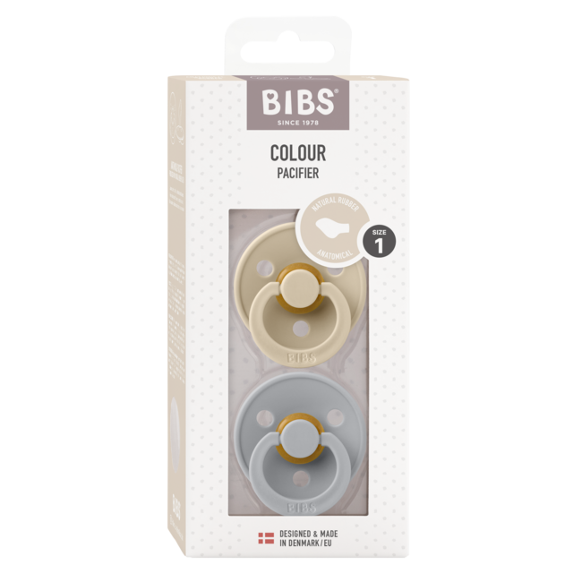 BIBS - Colour Fopspeen - Anatomisch - Maat 1 - Vanilla / Cloud - Duopack