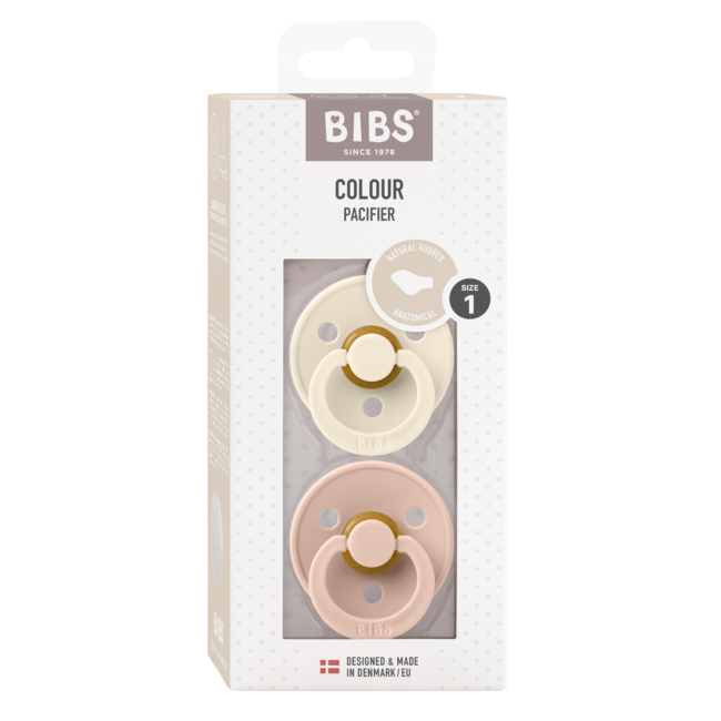 BIBS - Colour Fopspeen - Anatomisch - Maat 1 - Ivory/Blush - Duopack