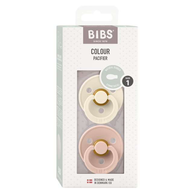 BIBS - Colour Fopspeen - Symmetrisch - Maat 1 - Ivory/Blush - Duopack